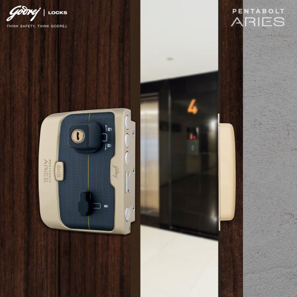 Godrej Pentabolt Aries 2C Deadbolt RIM Lock Vegas Gold